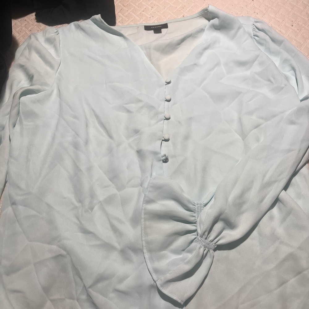 Alfani Light Blue Button-Down Blouse